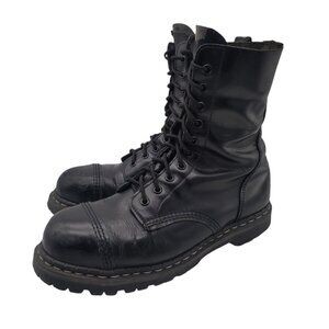 GRIPFAST Black Leather Combat Boots 10-Eye Sz UK 9/Mens 10 M Work Shoes England